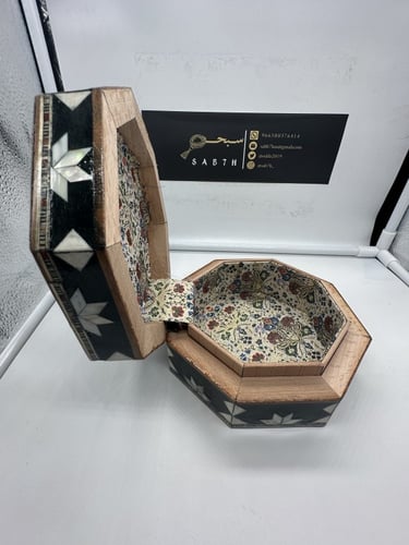 علبة خشبية فاخرة مطعم بالصدف