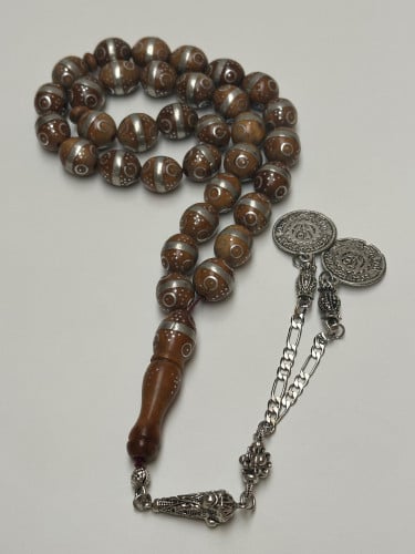 سبحة كوك مطعم بالفضه عيار 925 عدد الخرز