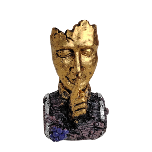 (هدوء) تحفة فنية لركن القهوة لون ذهبي / فضي حجم صغ...