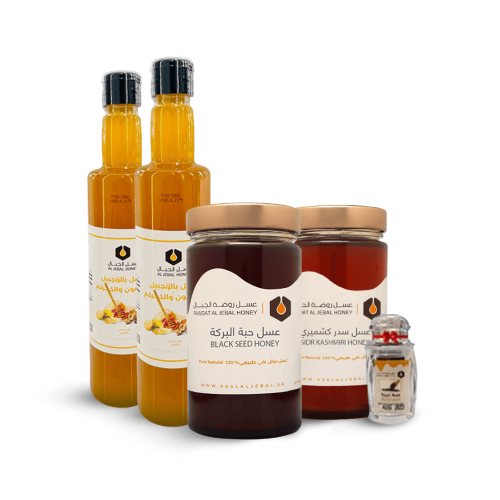نصف كيلو عسل سدر كشميري + نصف كيلو عسل حبة البركة...