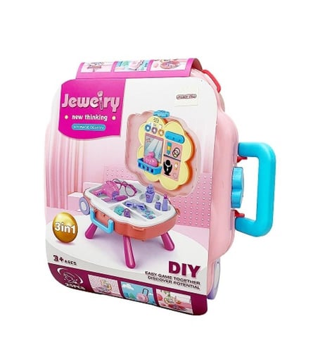 3 في 1 حقيبة مكياج لعبة تلبيس بالضوء والموسيقى