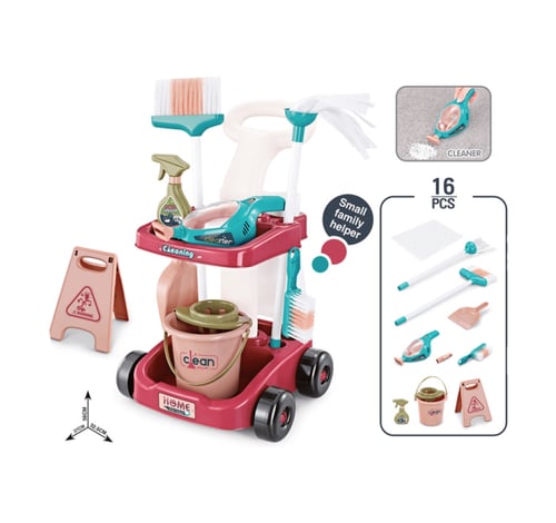 عربة تنظيف للأطفال - 16 قطعة