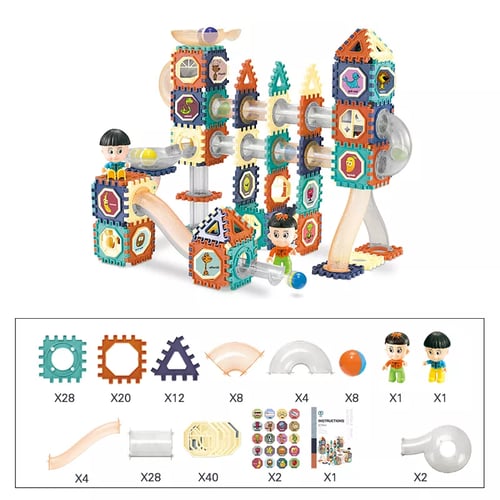 مكعبات بناء هندسية بعدد 156 قطعة مع أنابيب للكرات...