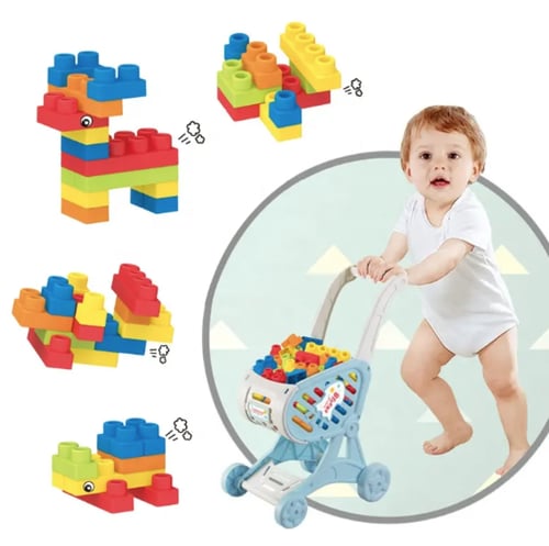 عربة مكعبات بناء ملونة - 36 قطعة