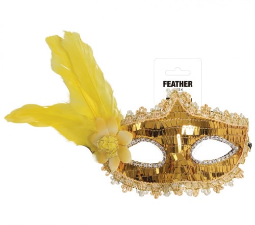 GOLD MASK WITH FEATHER (12020)