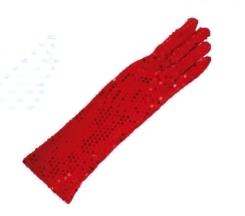 RED SEQUIN GLOVES 39 CMS HQ (17864)