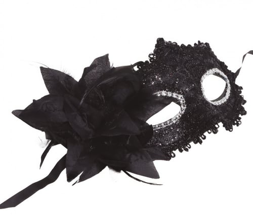BLACK MASK WITH FLOWERS (12954)