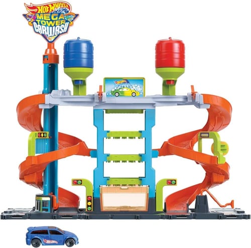 Hot Wheels - Mega Tower Car Wash ,with 1 Color Shi...