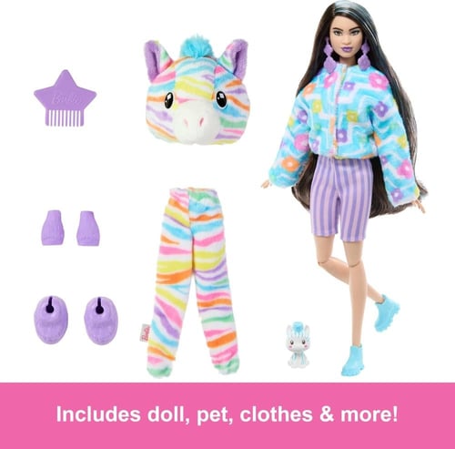 Barbie - Cutie Reveal Costume - Rainbow Zebra Plus...