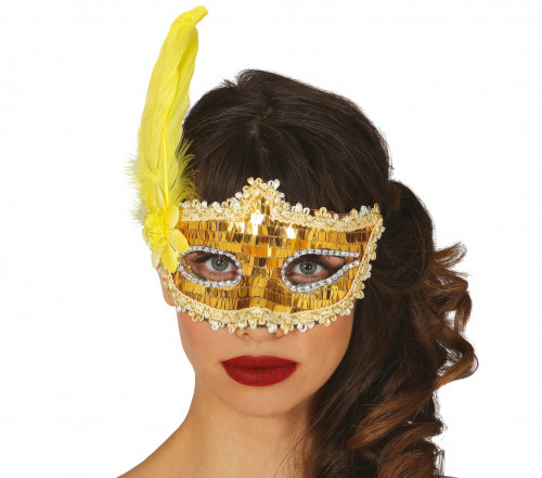 GOLD MASK WITH FEATHER (12020)