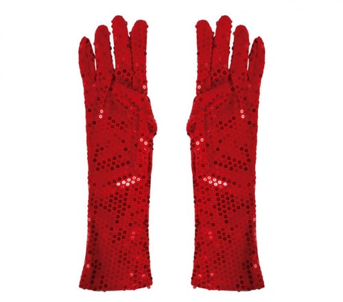 RED SEQUIN GLOVES 39 CMS HQ (17864)