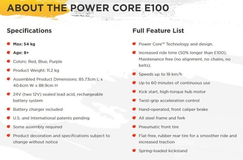 Razor electric Scooter E100 S Power Core