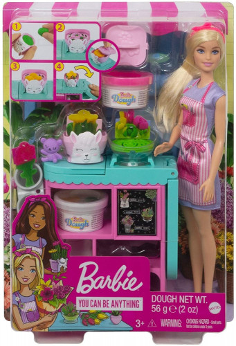 Barbie Florist Playset with 12-in Blonde Doll, Flo...