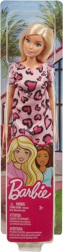 Barbie - Blonde Hair Pink Heart-Print Dress Doll (...