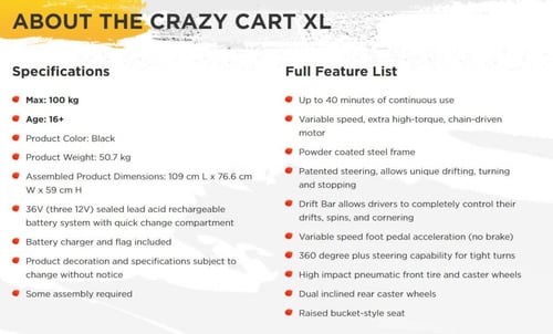 Razor Crazy Cart XL - 36V Electric Drifting Go Kar...