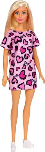 Barbie - Blonde Hair Pink Heart-Print Dress Doll (...