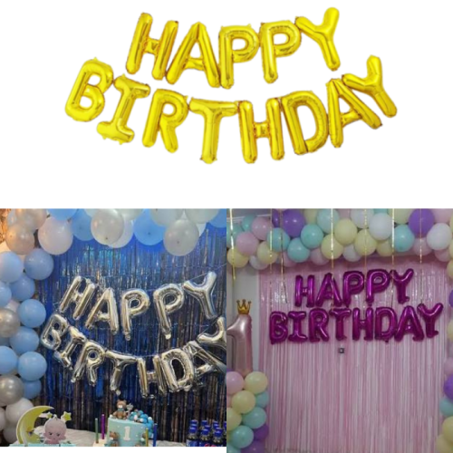 Letter balloons saying happy birthday