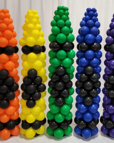 Color pen balloon sculpture arrangement