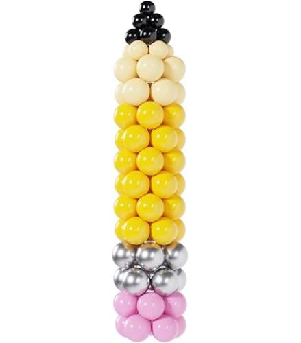 Pencil-shaped balloon sculpture arrangement