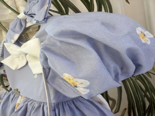 فستان ايميلي سماوي مع شنطة وطوق