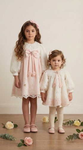 فستان روزالين للمواليد بالدانتيل الابيض