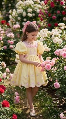 فستان باسكن روبنز+فيونكة الشعر وجيبون منفوش إضافية