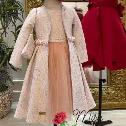 جاكار ملكي( 4 قطع فستان وجاكيت وطوق وشنطة)