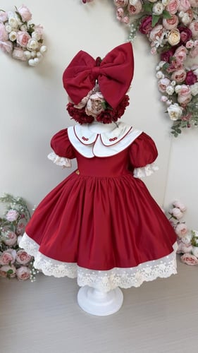 فستان وردة الكرز +طوق الشعر