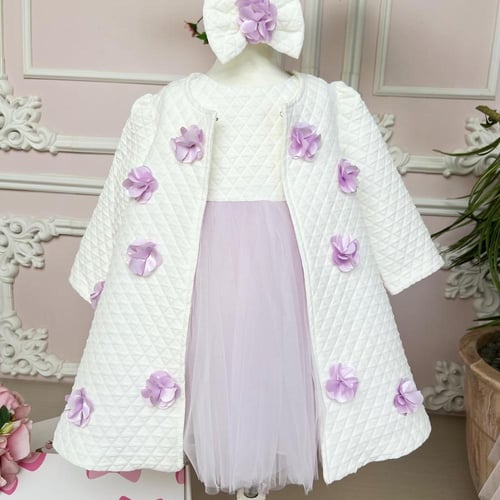 فستان مواليد+اكيت+ربطة