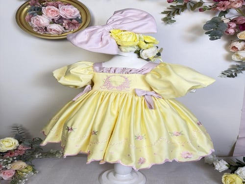 فستان باسكن روبنز+فيونكة الشعر وجيبون منفوش إضافية