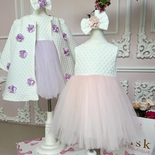 فستان مواليد+اكيت+ربطة