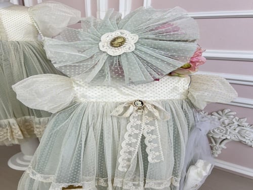 فستان فرنسي مواليد+ شوز وربطة