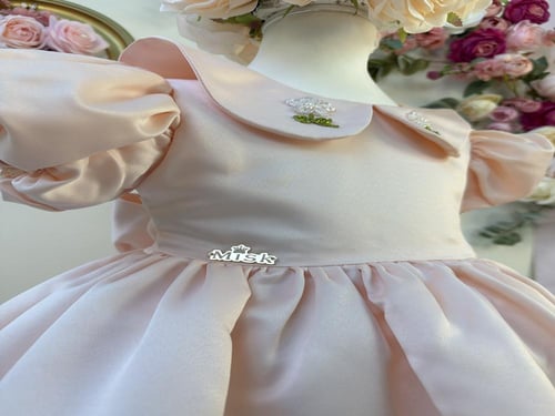 فستان حلاوة العيد(مطرز بالخرز+ فيونكة الشعر)