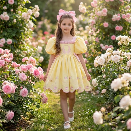 فستان باسكن روبنز+فيونكة الشعر وجيبون منفوش إضافية