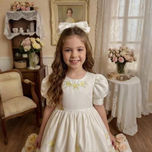 فستان ريمي الصغيرة+ فيونكة الشعر