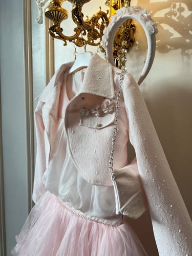 تايور كوتون كاندي 5 قطع( بلوزة+جاكيت+تنورة+شنطة+طو...