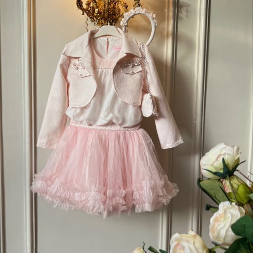 تايور كوتون كاندي 5 قطع( بلوزة+جاكيت+تنورة+شنطة+طو...