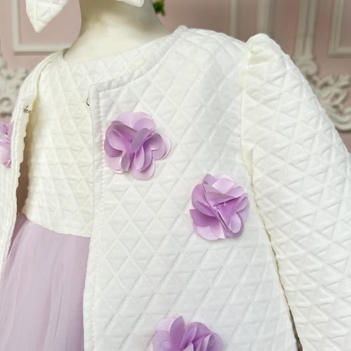 فستان مواليد+اكيت+ربطة