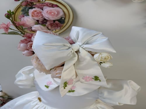 فستان حلاوة العيد(مطرز بالخرز+ فيونكة الشعر)