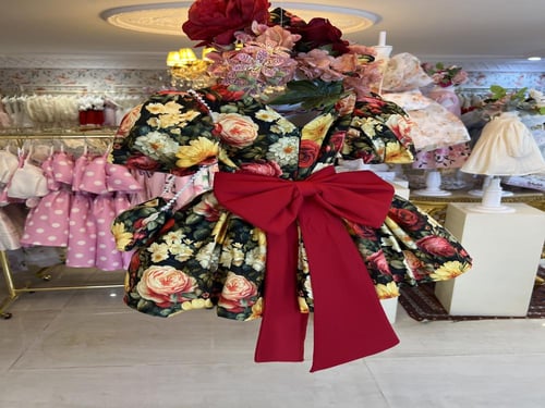 فستان ايميلي احمر+شنطة وطوق