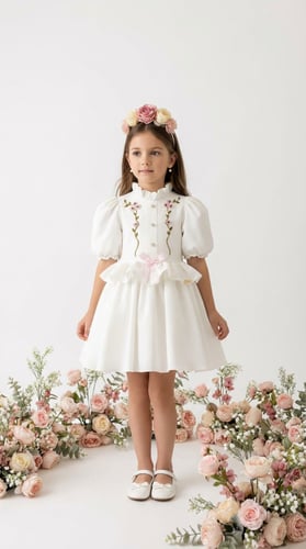 فستان كاميليا مطرزة بالورد