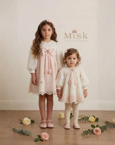 فستان روزالين للمواليد بالدانتيل الابيض