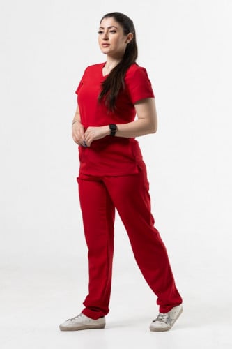 طقم سكراب طبي باللون أحمر