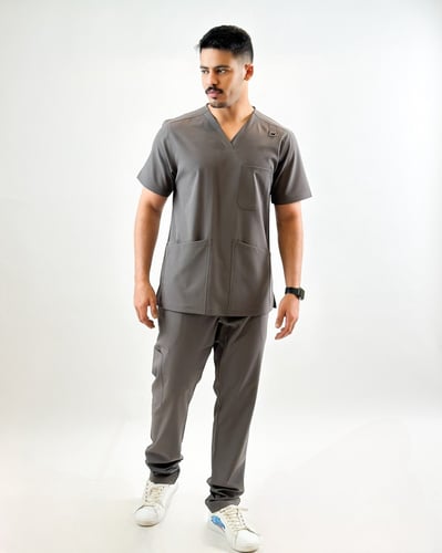 طقم سكراب كامل رجالي رمادي