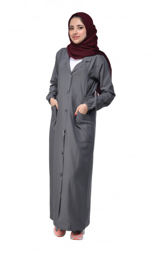 لاب كوت سواريه طويل رصاصي