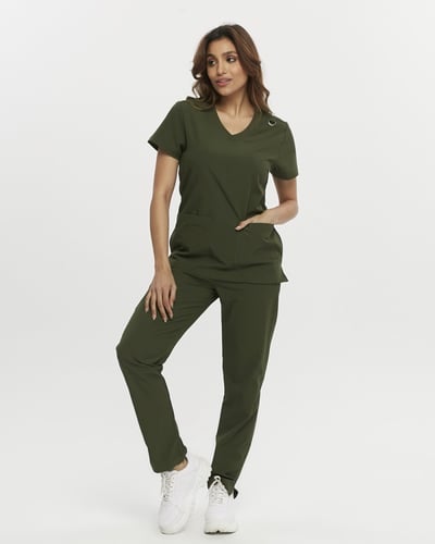 طقم سكراب كامل نسائي زيتي