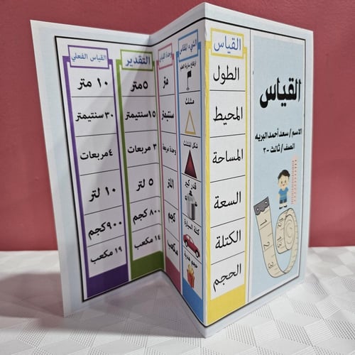 مطوية القياس رياضيات ثالث ابتدائي pdf