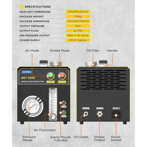 جهاز AUTOOL SDT205S لاكتشاف التسرب بواسطة الدخان و...