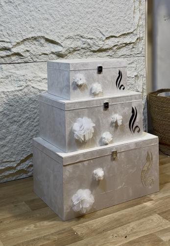 بوكسات مخملية بقفل فضي وبتنسيق الورد شامل الأسماء...