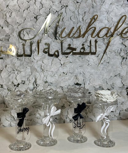 مبخره كرستال بشكل الورد شامل الاسم والتنسيق